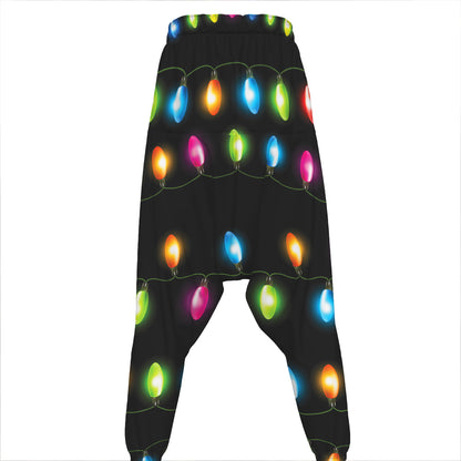 Colorful Christmas Lights Print Hammer Pants