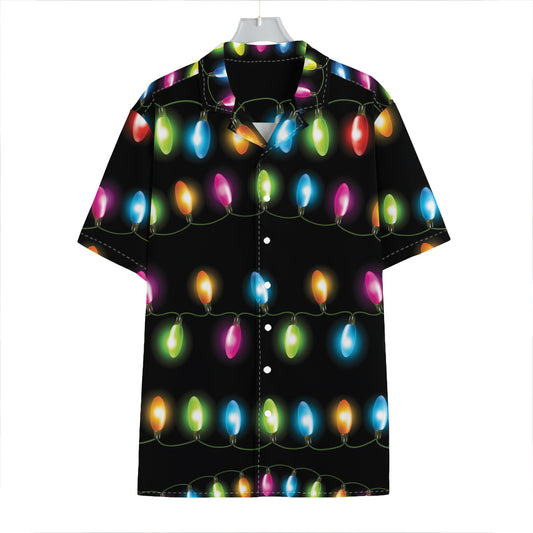 Colorful Christmas Lights Print Hawaiian Shirt