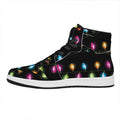 Colorful Christmas Lights Print High Top Leather Sneakers