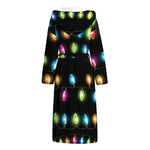 Colorful Christmas Lights Print Hooded Bathrobe