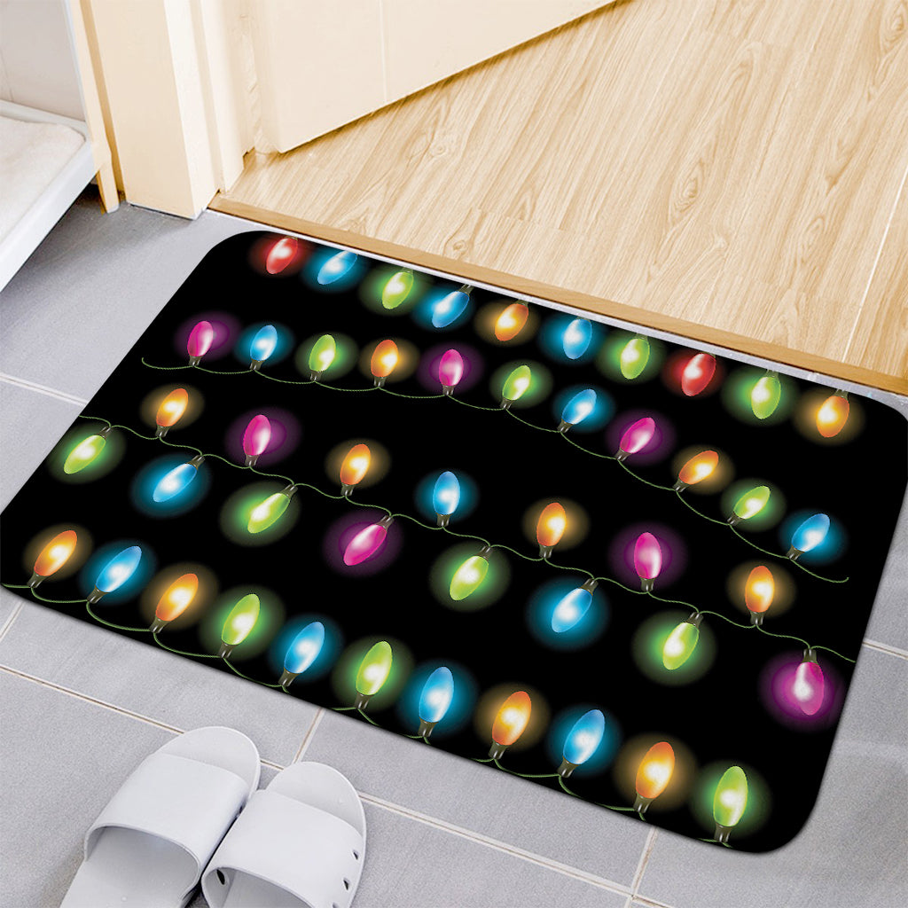 Colorful Christmas Lights Print Indoor Door Mat