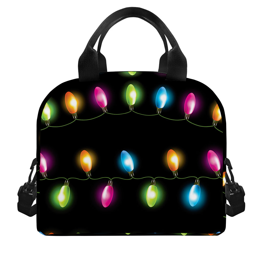 Colorful Christmas Lights Print Insulated Lunch Bag