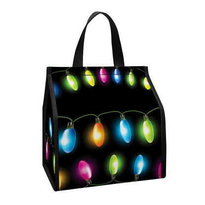 Colorful Christmas Lights Print Insulated Lunch Tote