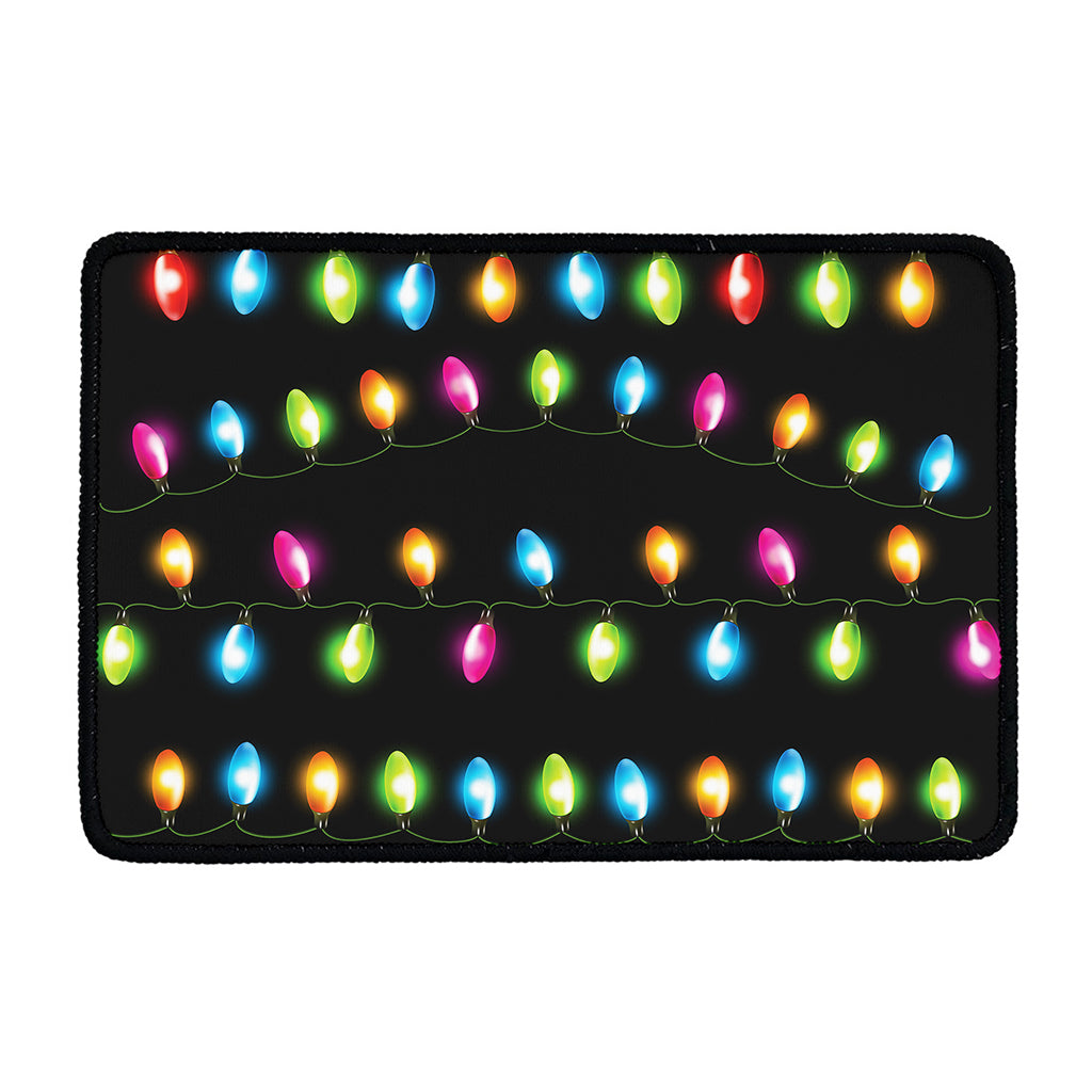 Colorful Christmas Lights Print Kitchen Mat