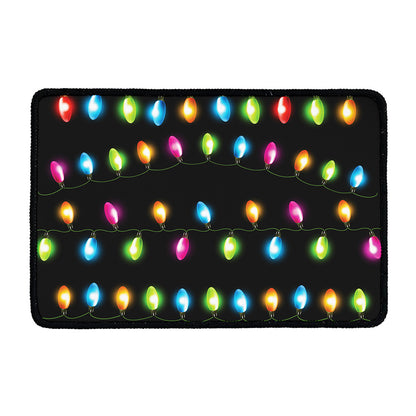 Colorful Christmas Lights Print Kitchen Mat