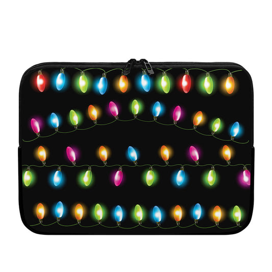 Colorful Christmas Lights Print Laptop Sleeve