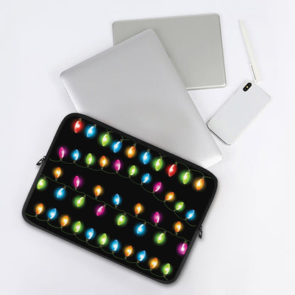 Colorful Christmas Lights Print Laptop Sleeve