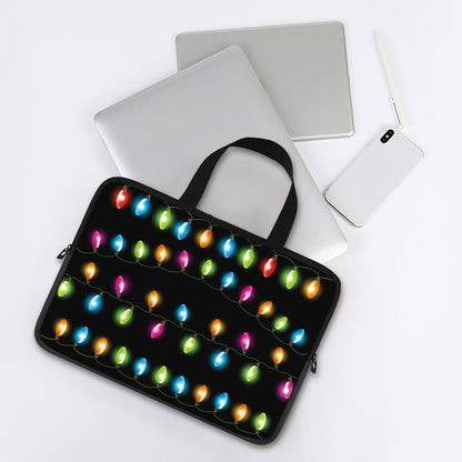 Colorful Christmas Lights Print Laptop Sleeve With Handle