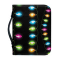 Colorful Christmas Lights Print Leather Bible Cover