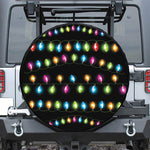 Colorful Christmas Lights Print Leather Spare Tire Cover
