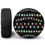 Colorful Christmas Lights Print Leather Spare Tire Cover