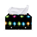 Colorful Christmas Lights Print Leather Tissue Box Cover