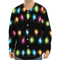 Colorful Christmas Lights Print Long Sleeve Baseball Jersey