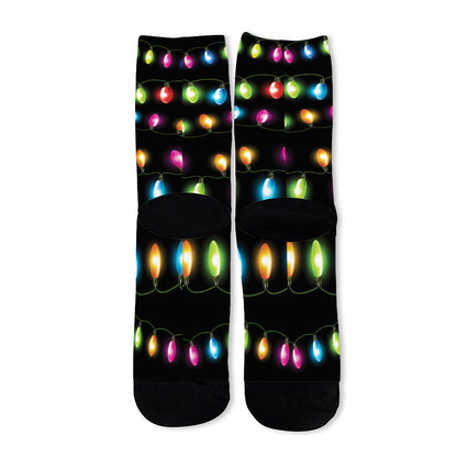 Colorful Christmas Lights Print Long Socks