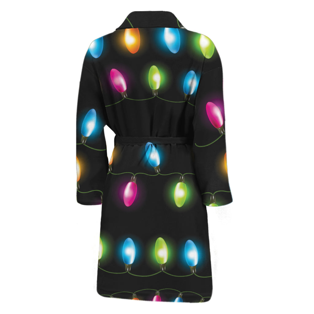 Colorful Christmas Lights Print Men's Bathrobe