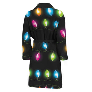 Colorful Christmas Lights Print Men's Bathrobe