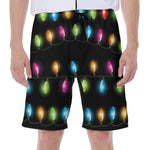 Colorful Christmas Lights Print Men's Beach Shorts
