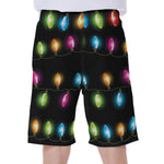 Colorful Christmas Lights Print Men's Beach Shorts