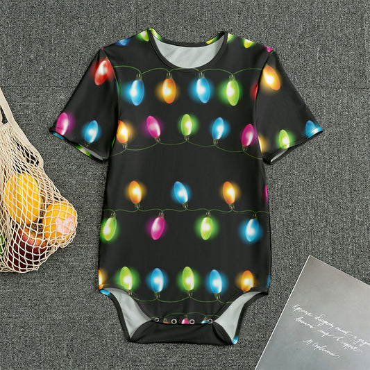 Colorful Christmas Lights Print Men's Bodysuit