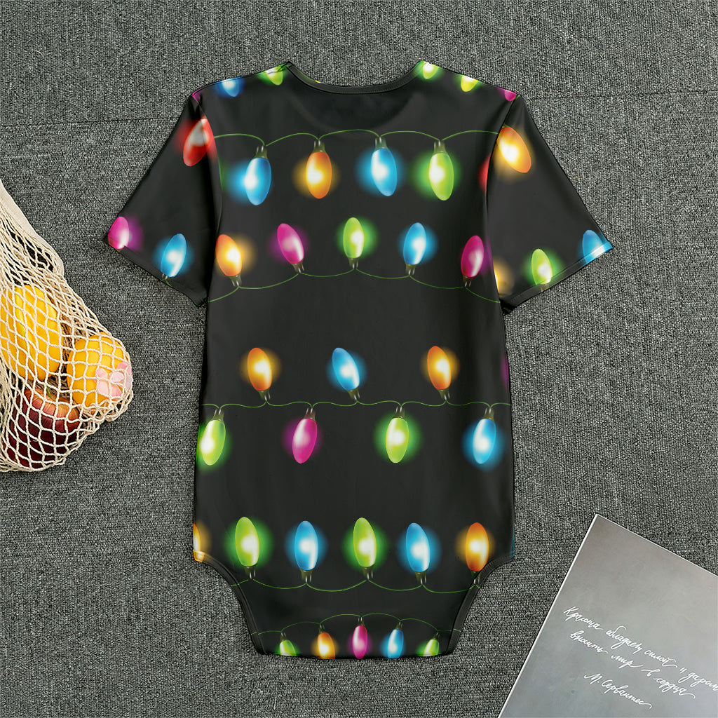 Colorful Christmas Lights Print Men's Bodysuit