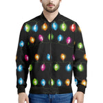 Colorful Christmas Lights Print Men's Bomber Jacket
