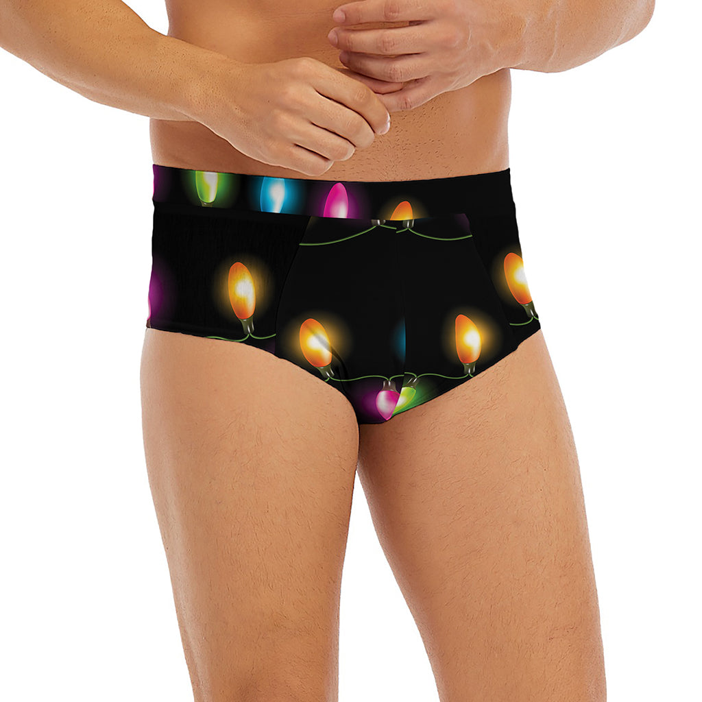 Colorful Christmas Lights Print Men's Briefs