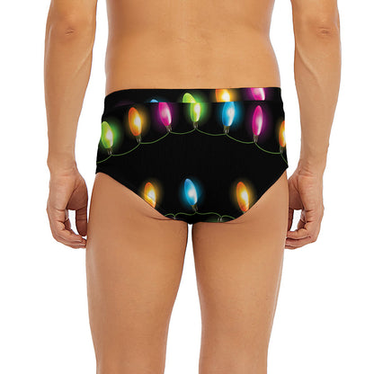 Colorful Christmas Lights Print Men's Briefs