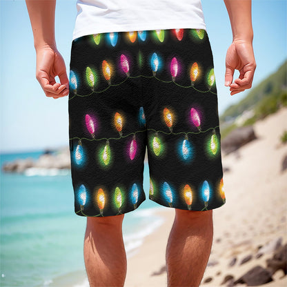 Colorful Christmas Lights Print Men's Cargo Shorts