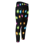 Colorful Christmas Lights Print Men's Compression Pants