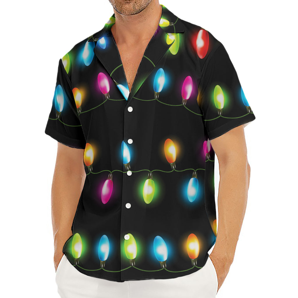 Colorful Christmas Lights Print Men's Deep V-Neck Shirt