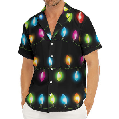 Colorful Christmas Lights Print Men's Deep V-Neck Shirt