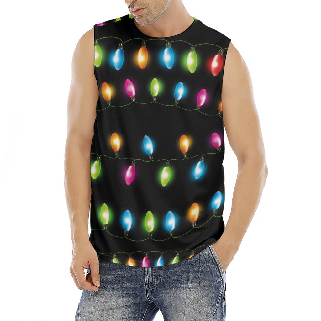 Colorful Christmas Lights Print Men's Fitness Tank Top