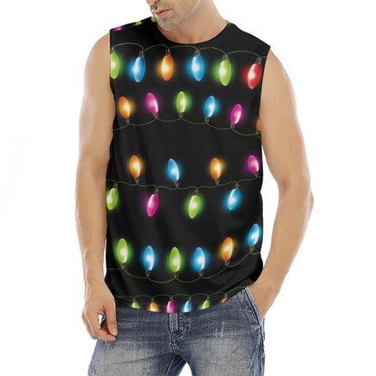 Colorful Christmas Lights Print Men's Fitness Tank Top
