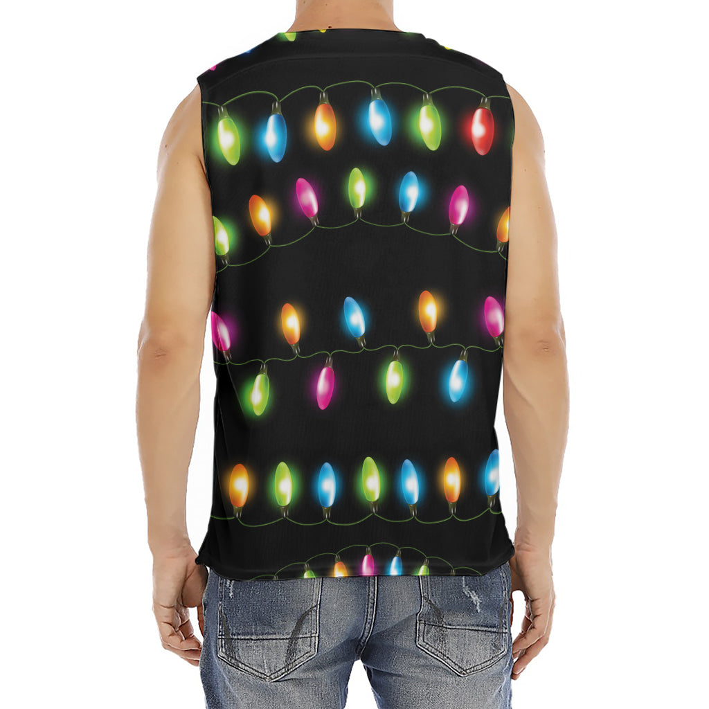 Colorful Christmas Lights Print Men's Fitness Tank Top