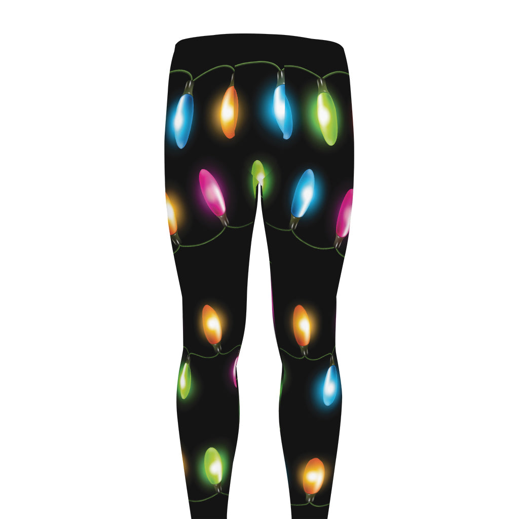 Colorful Christmas Lights Print Men's leggings