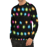 Colorful Christmas Lights Print Men's Long Sleeve Rash Guard