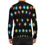 Colorful Christmas Lights Print Men's Long Sleeve Rash Guard