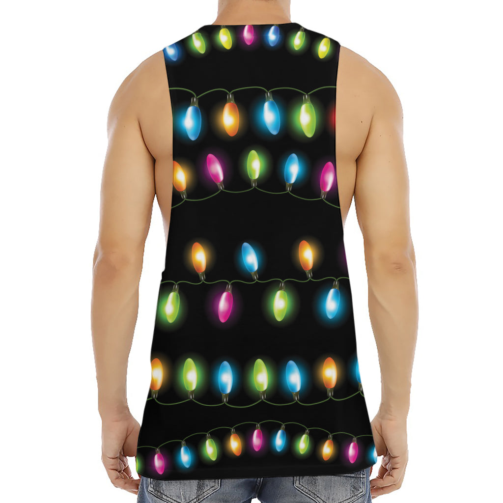 Colorful Christmas Lights Print Men's Muscle Tank Top
