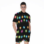 Colorful Christmas Lights Print Men's Rompers