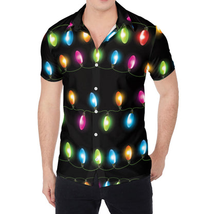 Colorful Christmas Lights Print Men's Shirt