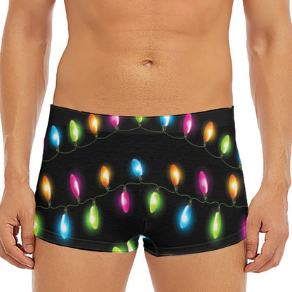 Colorful Christmas Lights Print Men's Short Boxer Briefs