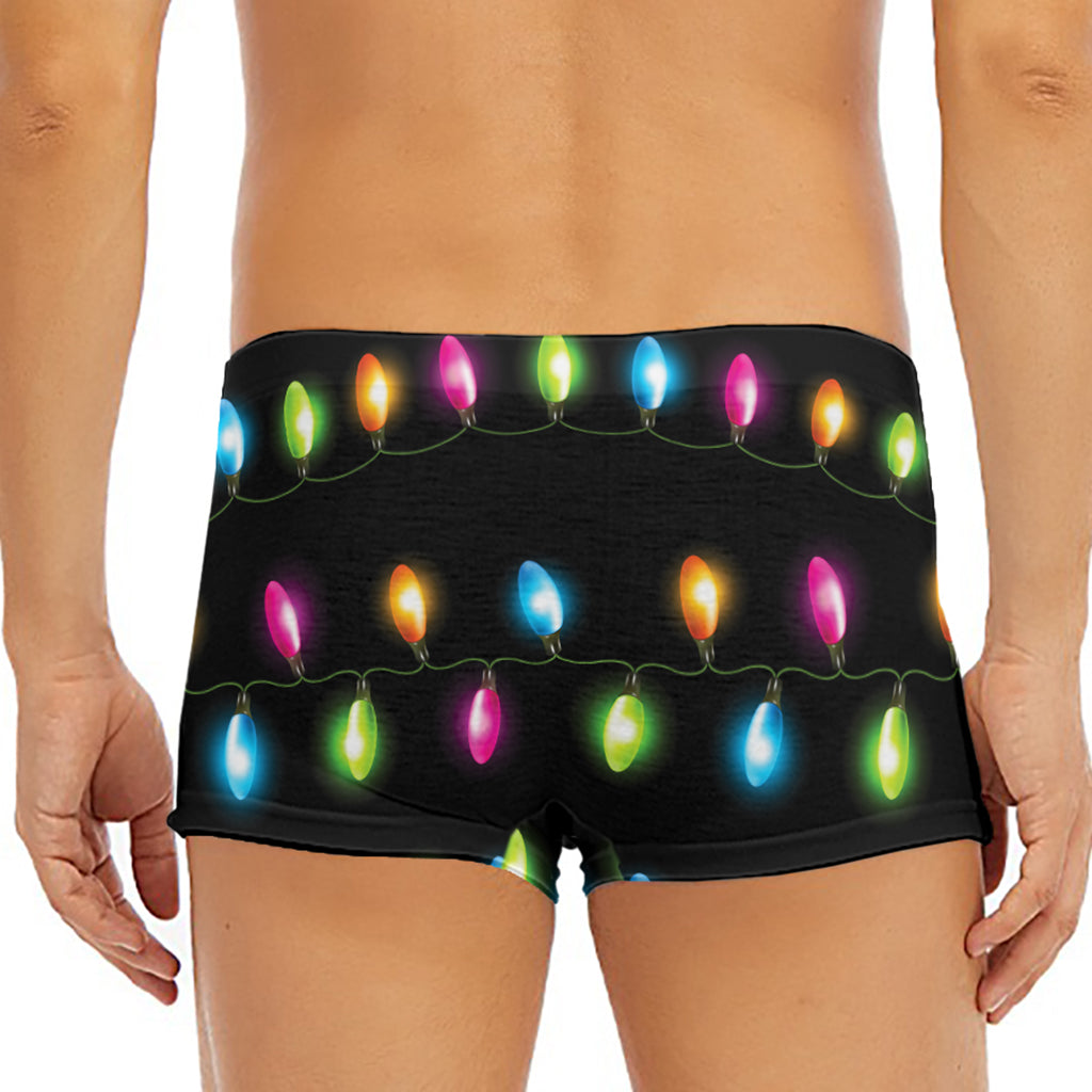 Colorful Christmas Lights Print Men's Short Boxer Briefs