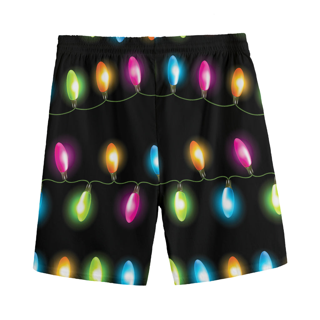 Colorful Christmas Lights Print Men's Sports Shorts