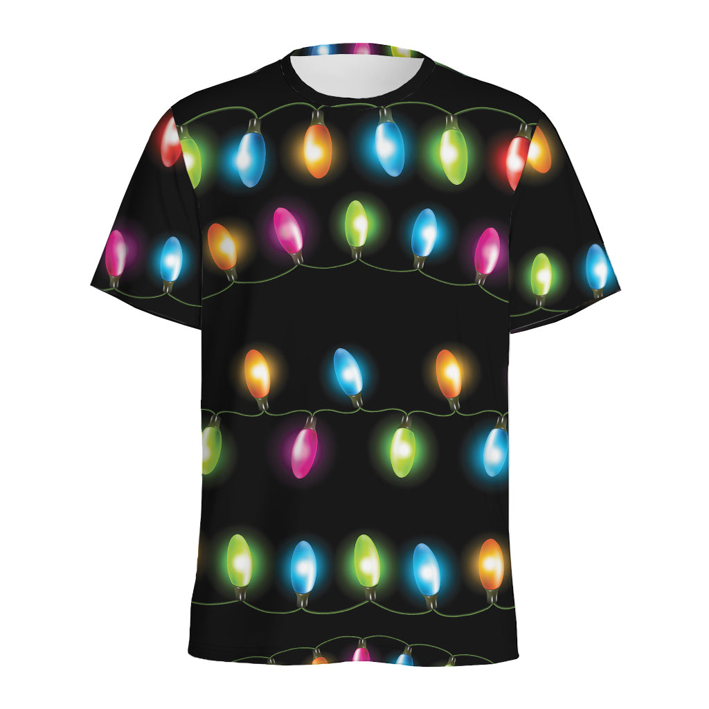 Colorful Christmas Lights Print Men's Sports T-Shirt
