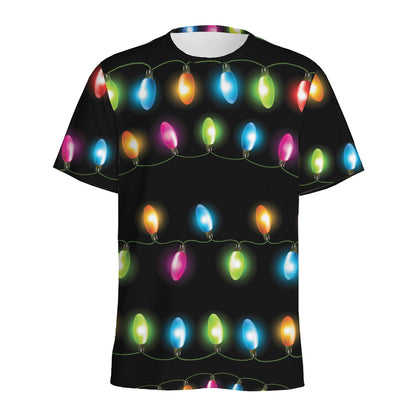 Colorful Christmas Lights Print Men's Sports T-Shirt