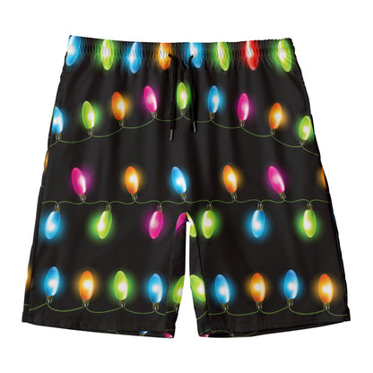 Colorful Christmas Lights Print Men's Swim Trunks