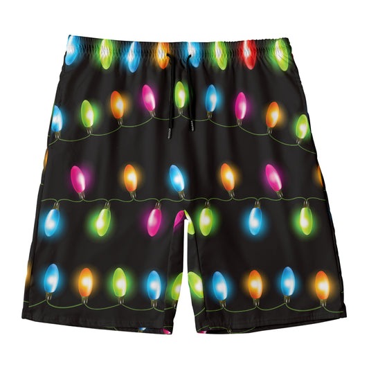 Colorful Christmas Lights Print Men's Swim Trunks