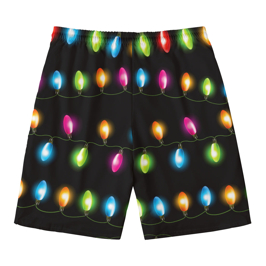 Colorful Christmas Lights Print Men's Swim Trunks