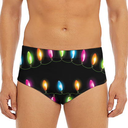 Colorful Christmas Lights Print Men's Triangle Swim Briefs
