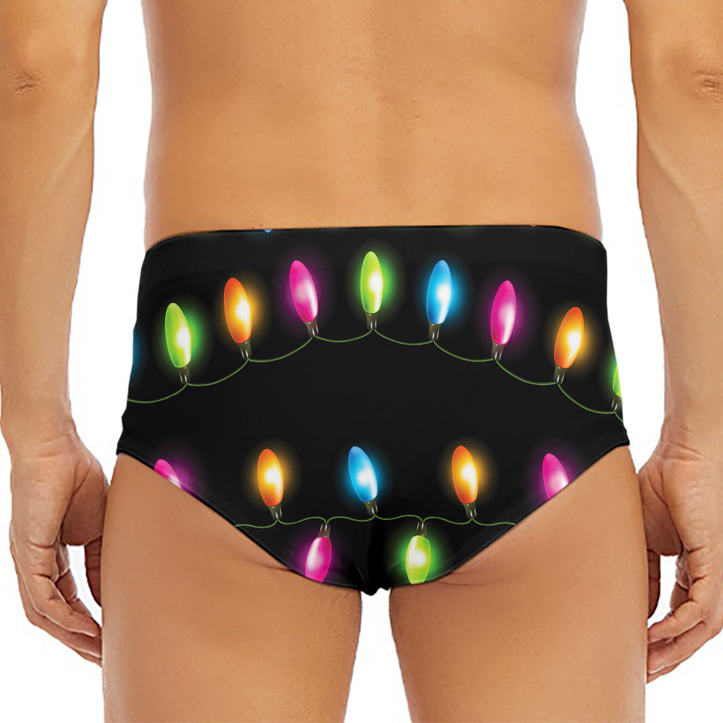 Colorful Christmas Lights Print Men's Triangle Swim Briefs